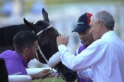 Rocket Man with trainer Patrick Shaw<br>Photo by Singapore Turf Club